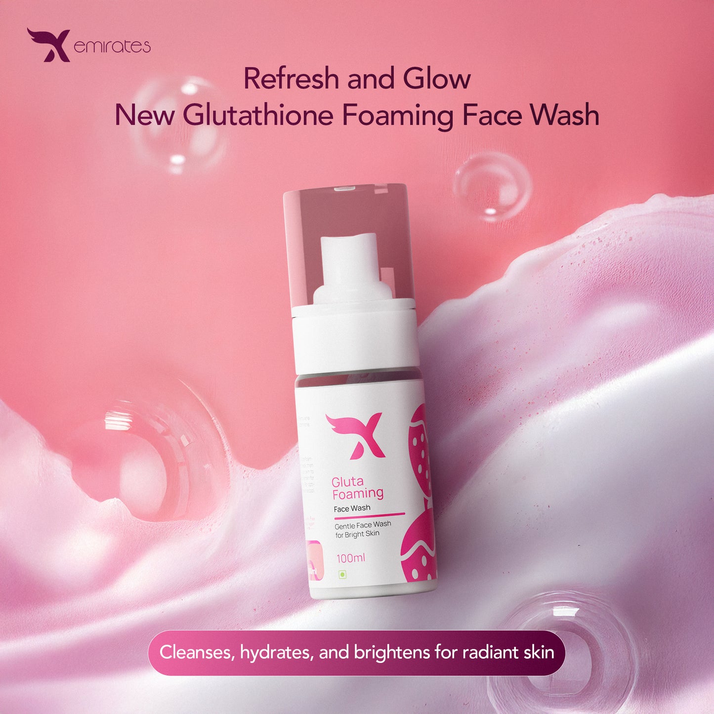 Gluta Foaming Face Wash – Skin Brightening, Anti-Acne & Deep Cleansing Foaming Cleanser