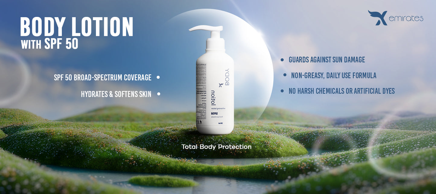 Skin brightening body lotion with SPF 50